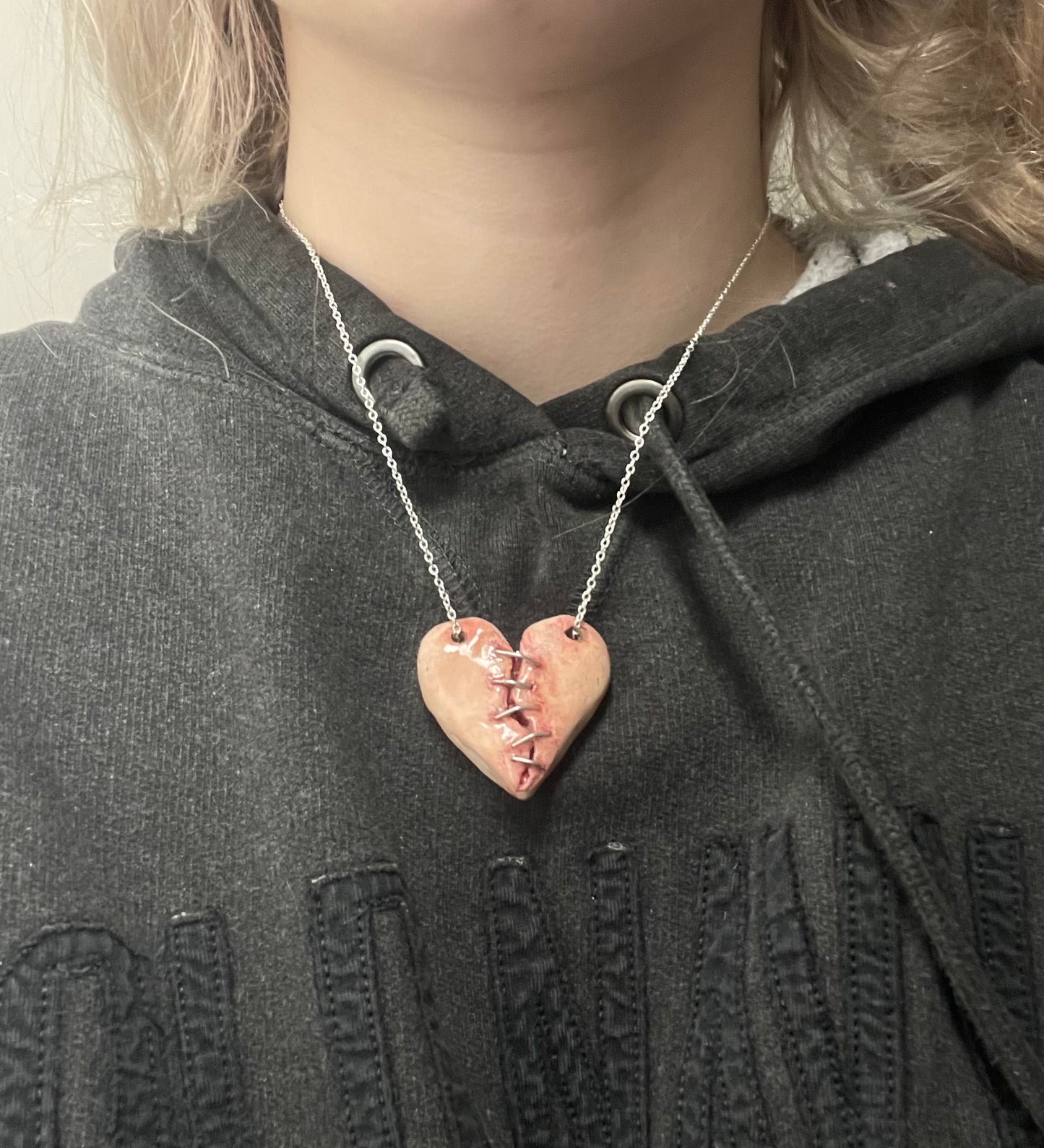 1/1 stitched heart necklace