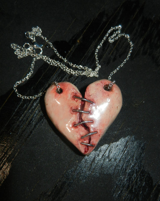 1/1 stitched heart necklace