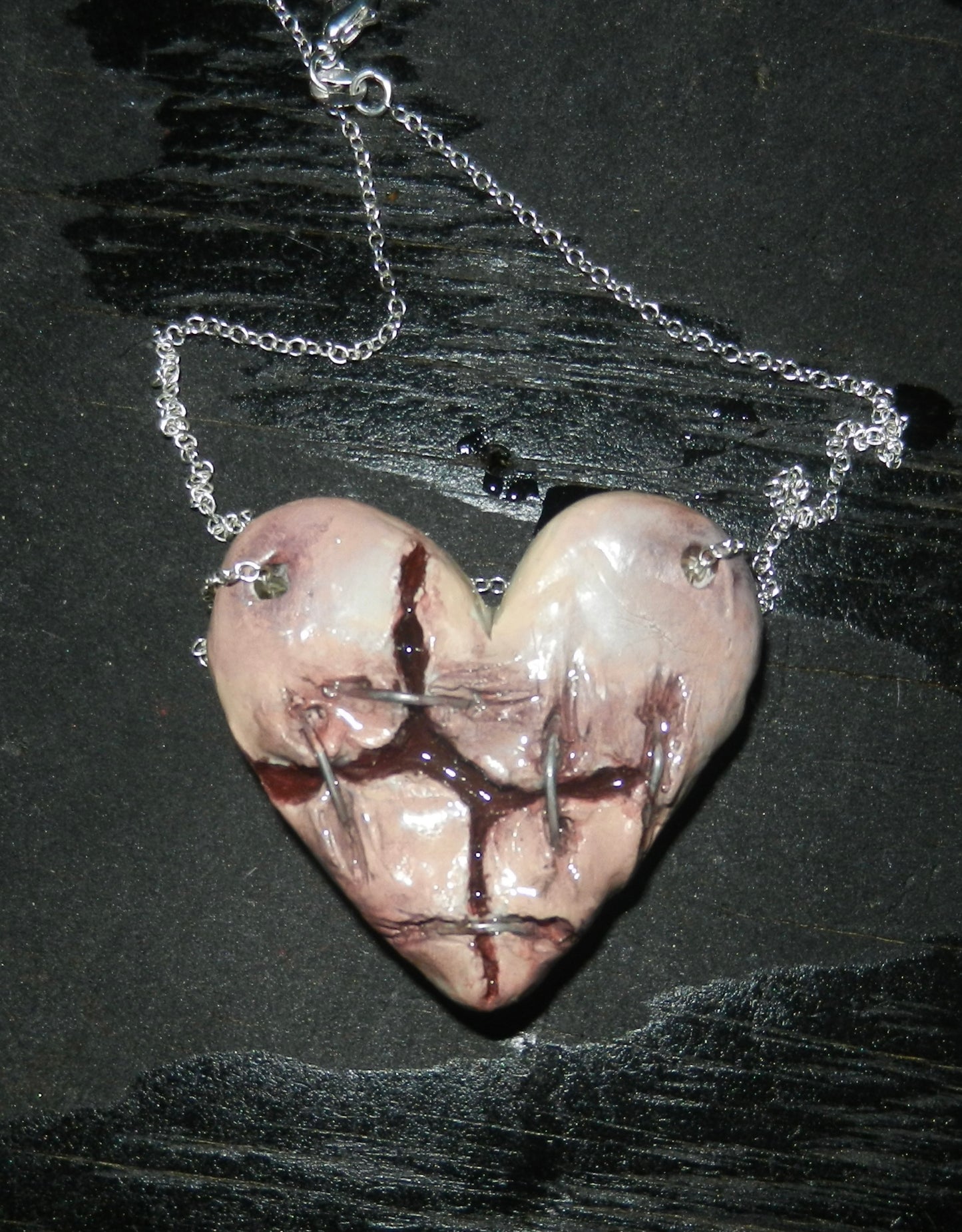 1/1 stitched heart necklace