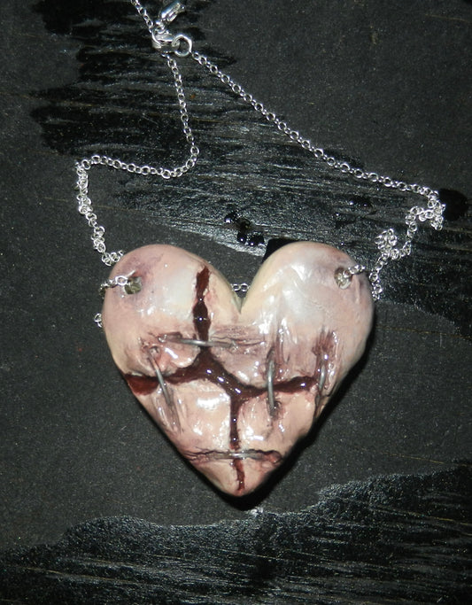 1/1 stitched heart necklace