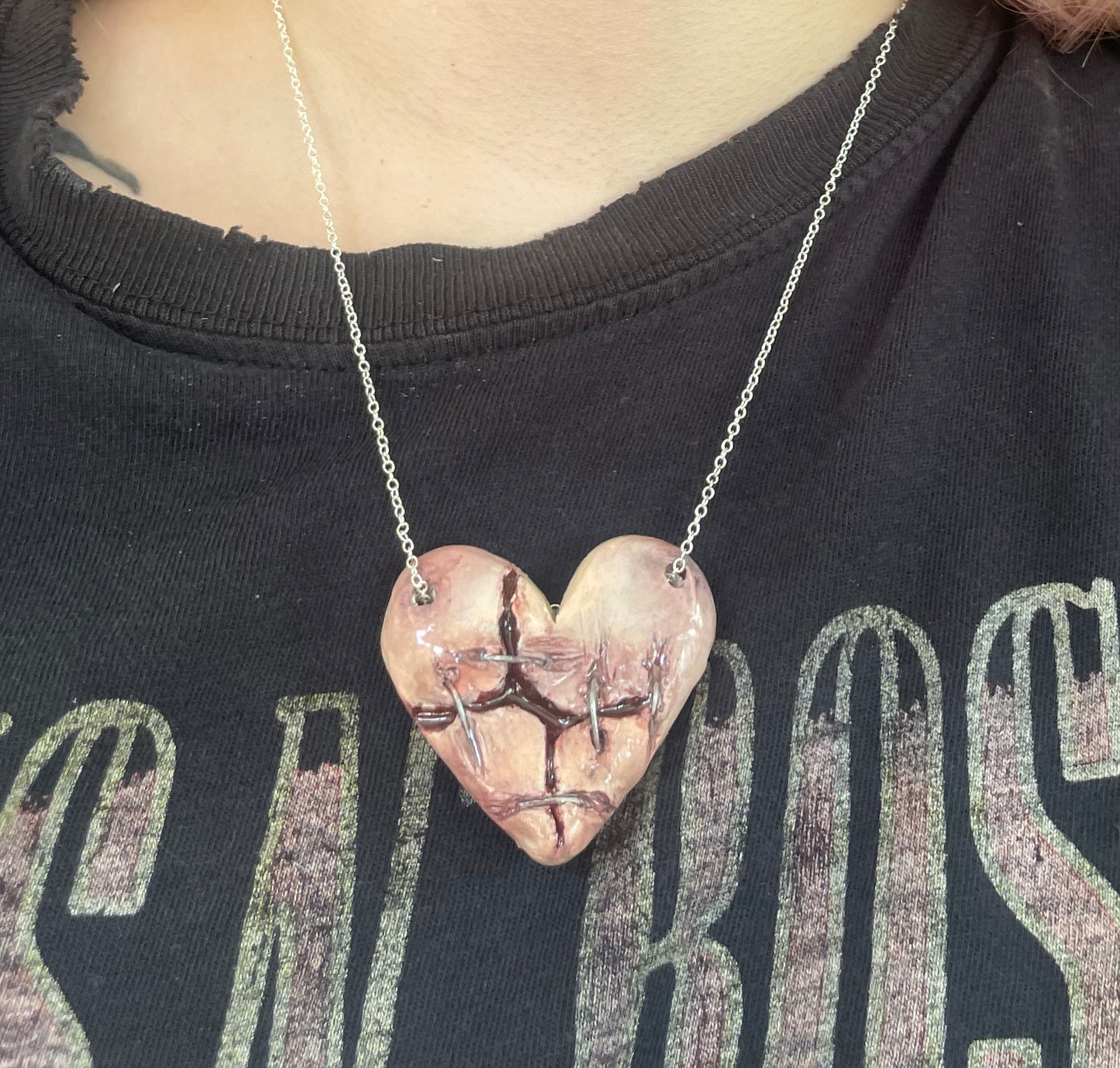 1/1 stitched heart necklace