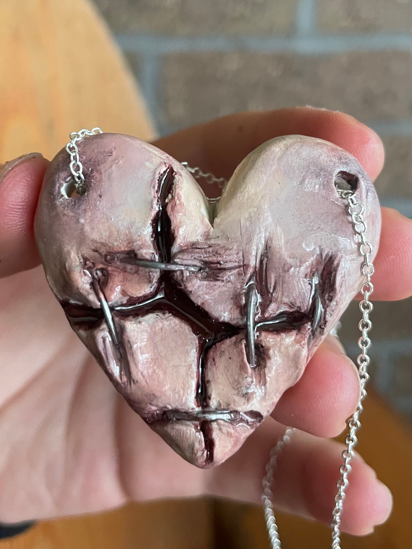 1/1 stitched heart necklace