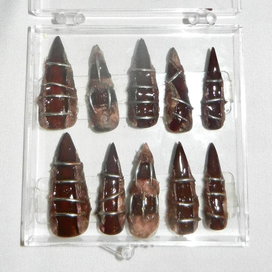 stiletto flesh press on nails